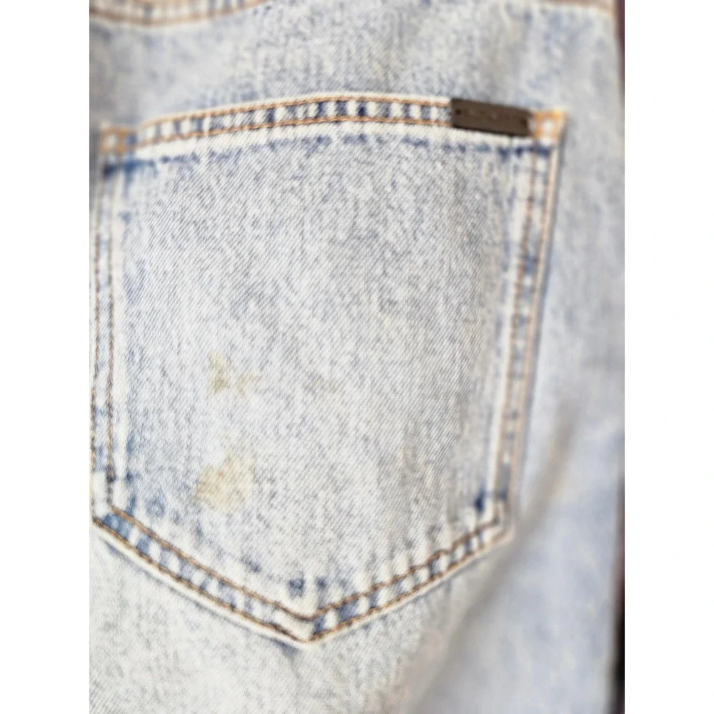 Saint Laurent Light Wash Straight Leg High Rise Denim Jeans Blue Size 28 TP01